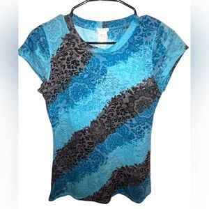 Maurices Blue and Black Short Sleeve Top